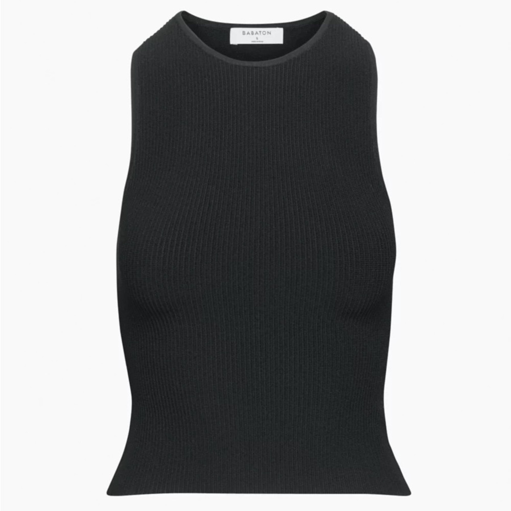 Aritzia Babaton sculpt knit racer back ribbed tank top in black